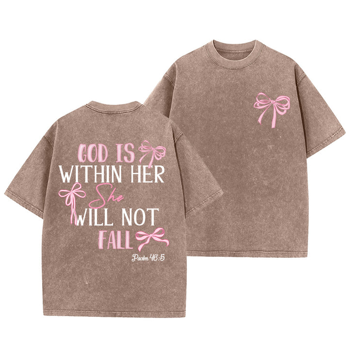 Christianartworkshop T-shirt unisexe délavé avec nœud papillon « Dieu est en elle » (Psaume 46:5) - Brun - 5XL - image 13