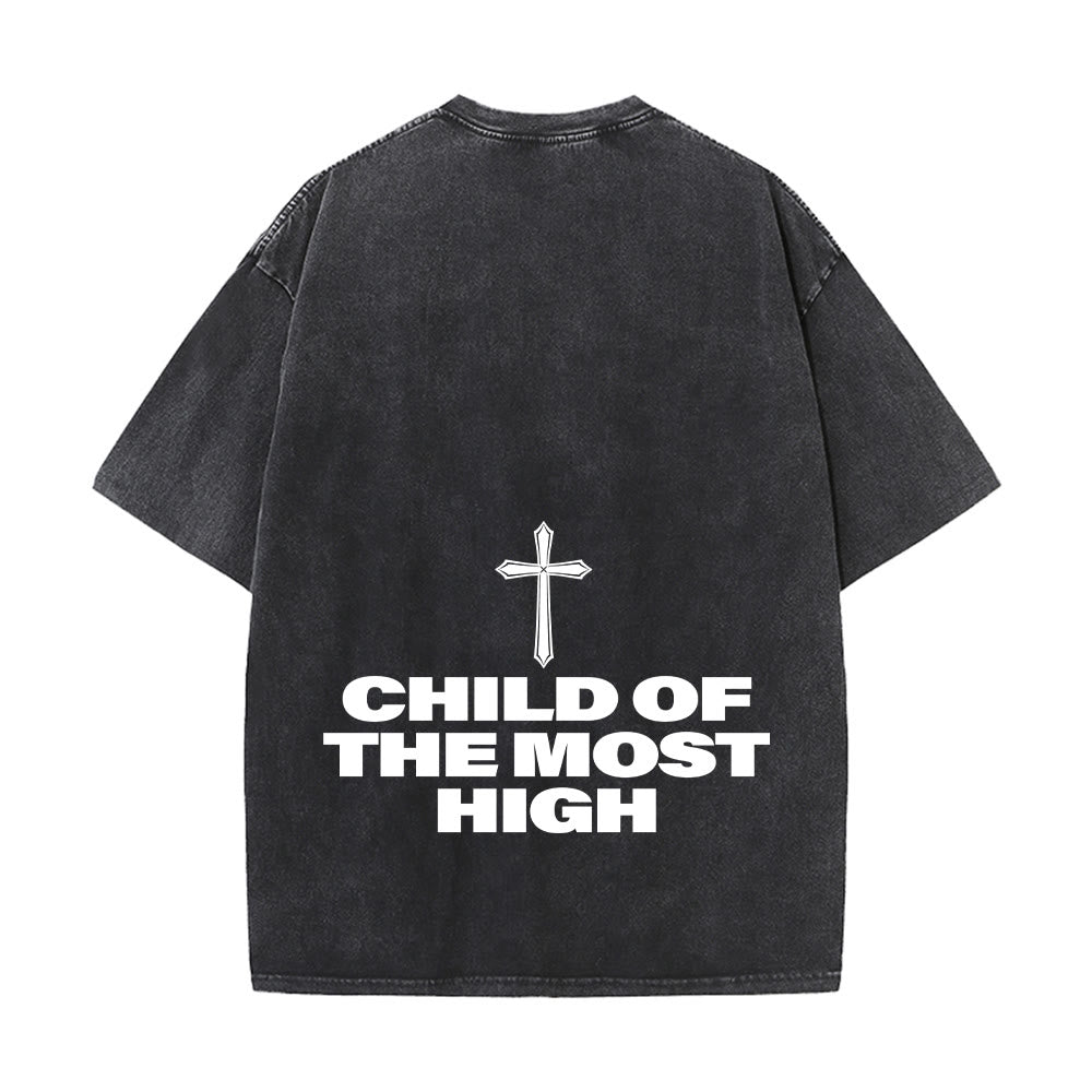Christianartworkshop T-shirt unisexe délavé avec inscription « Enfant du Très-Haut » et croix en gras - image 11