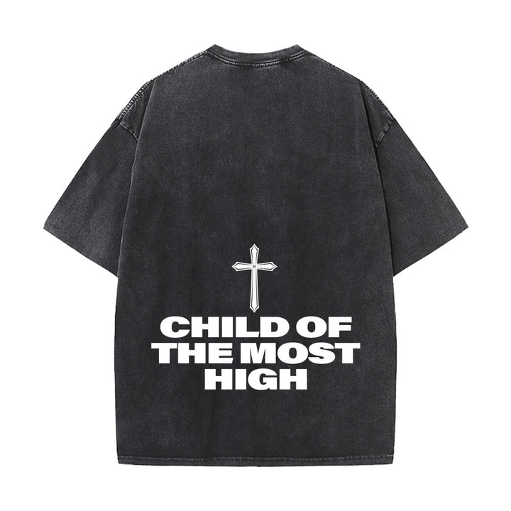 Christianartworkshop T-shirt unisexe délavé avec inscription « Enfant du Très-Haut » et croix en gras - image 11