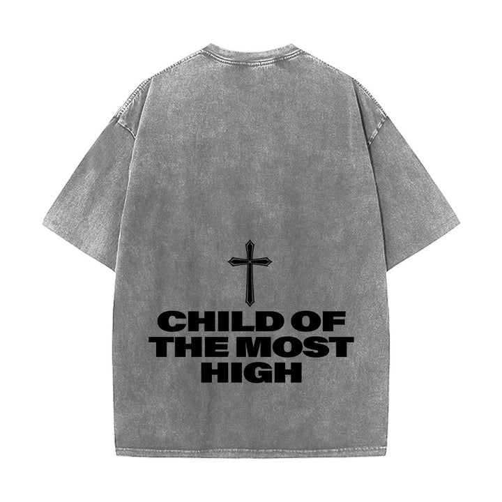 Christianartworkshop T-shirt unisexe délavé avec inscription « Enfant du Très-Haut » et croix en gras - image 8