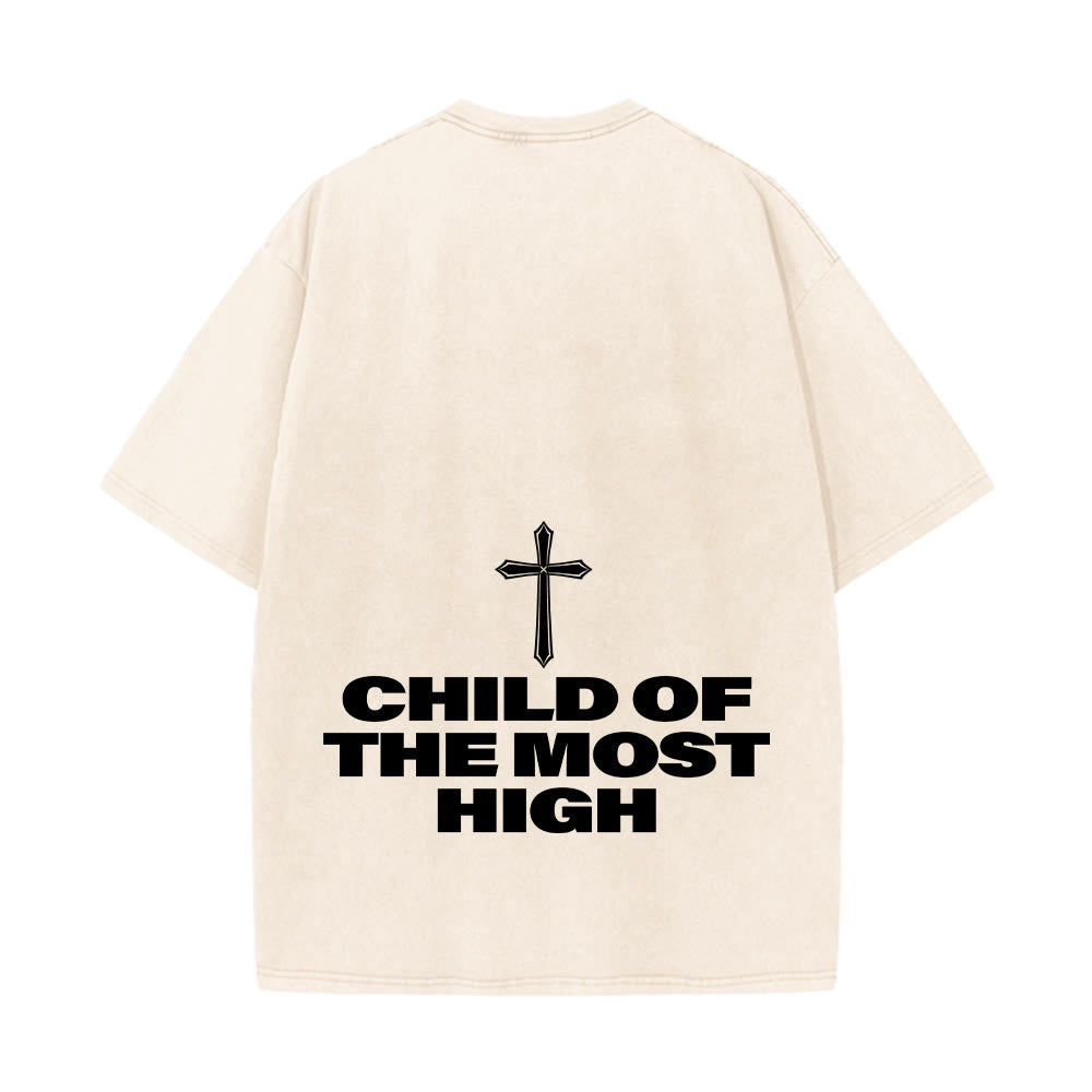 Christianartworkshop T-shirt unisexe délavé avec inscription « Enfant du Très-Haut » et croix en gras - image 24