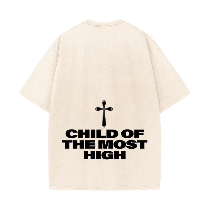 Christianartworkshop T-shirt unisexe délavé avec inscription « Enfant du Très-Haut » et croix en gras - image 24