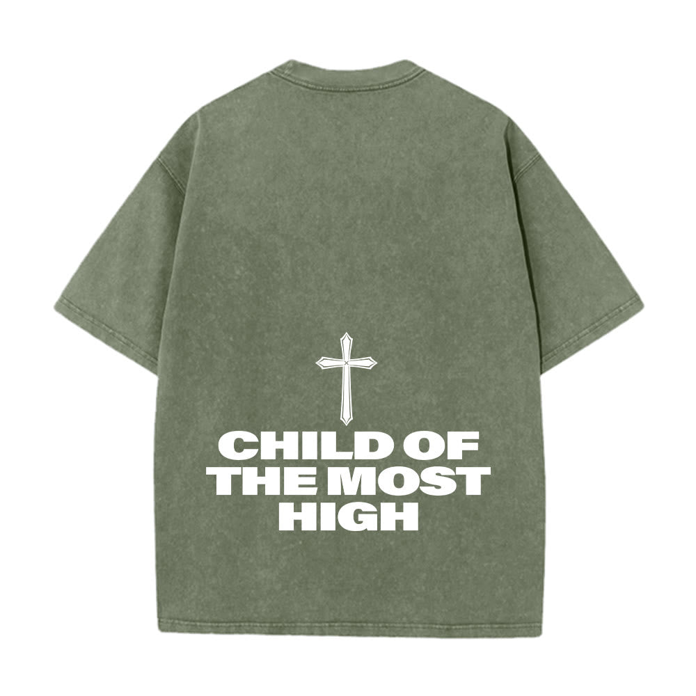 Christianartworkshop T-shirt unisexe délavé avec inscription « Enfant du Très-Haut » et croix en gras - image 18