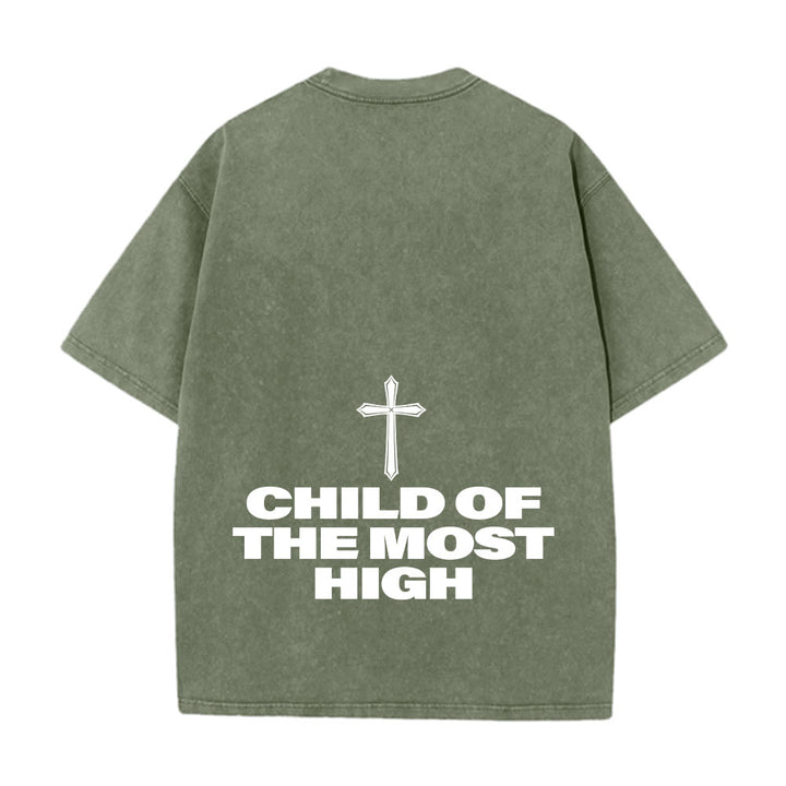 Christianartworkshop T-shirt unisexe délavé avec inscription « Enfant du Très-Haut » et croix en gras - image 18