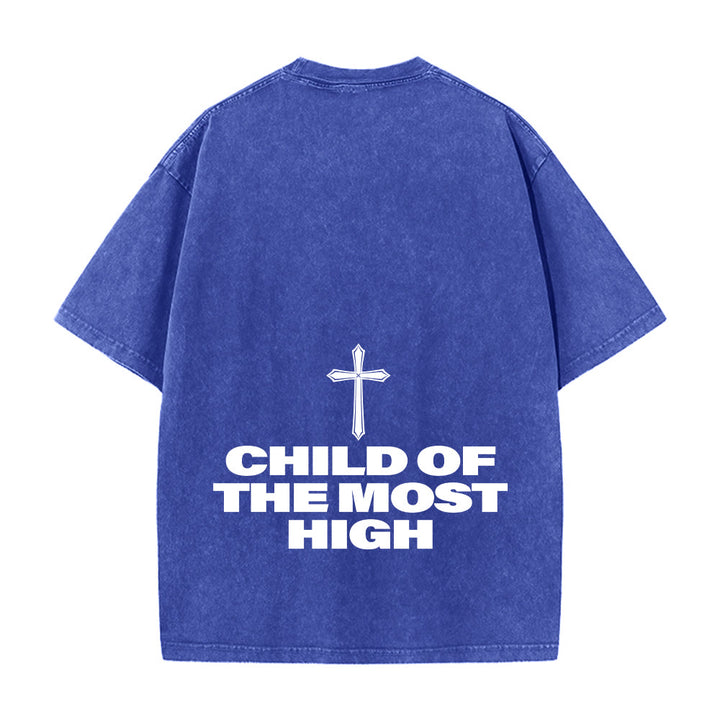 Christianartworkshop T-shirt unisexe délavé avec inscription « Enfant du Très-Haut » et croix en gras - image 5