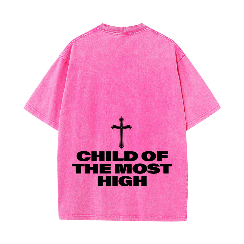 Christianartworkshop T-shirt unisexe délavé avec inscription « Enfant du Très-Haut » et croix en gras - image 27