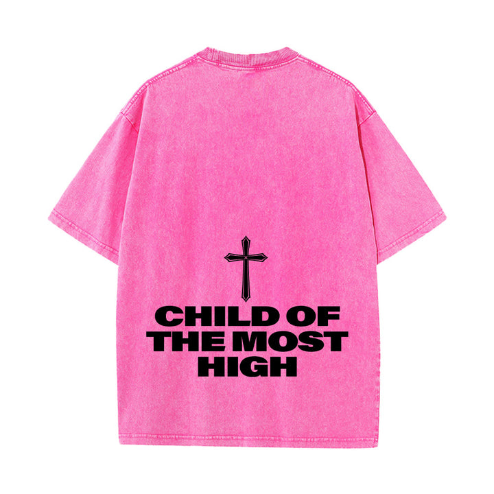 Christianartworkshop T-shirt unisexe délavé avec inscription « Enfant du Très-Haut » et croix en gras - image 27