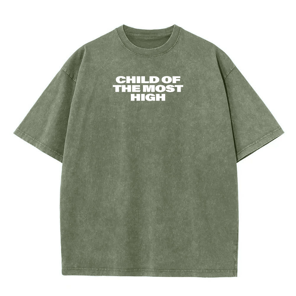 Christianartworkshop T-shirt unisexe délavé avec inscription « Enfant du Très-Haut » et croix en gras - image 17