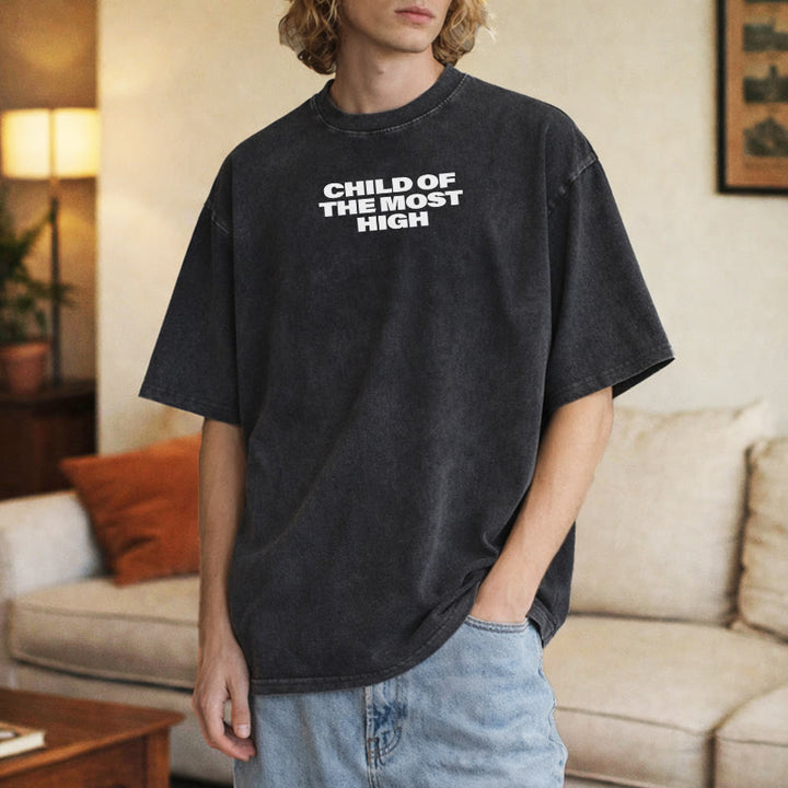 Christianartworkshop T-shirt unisexe délavé avec inscription « Enfant du Très-Haut » et croix en gras - image 12