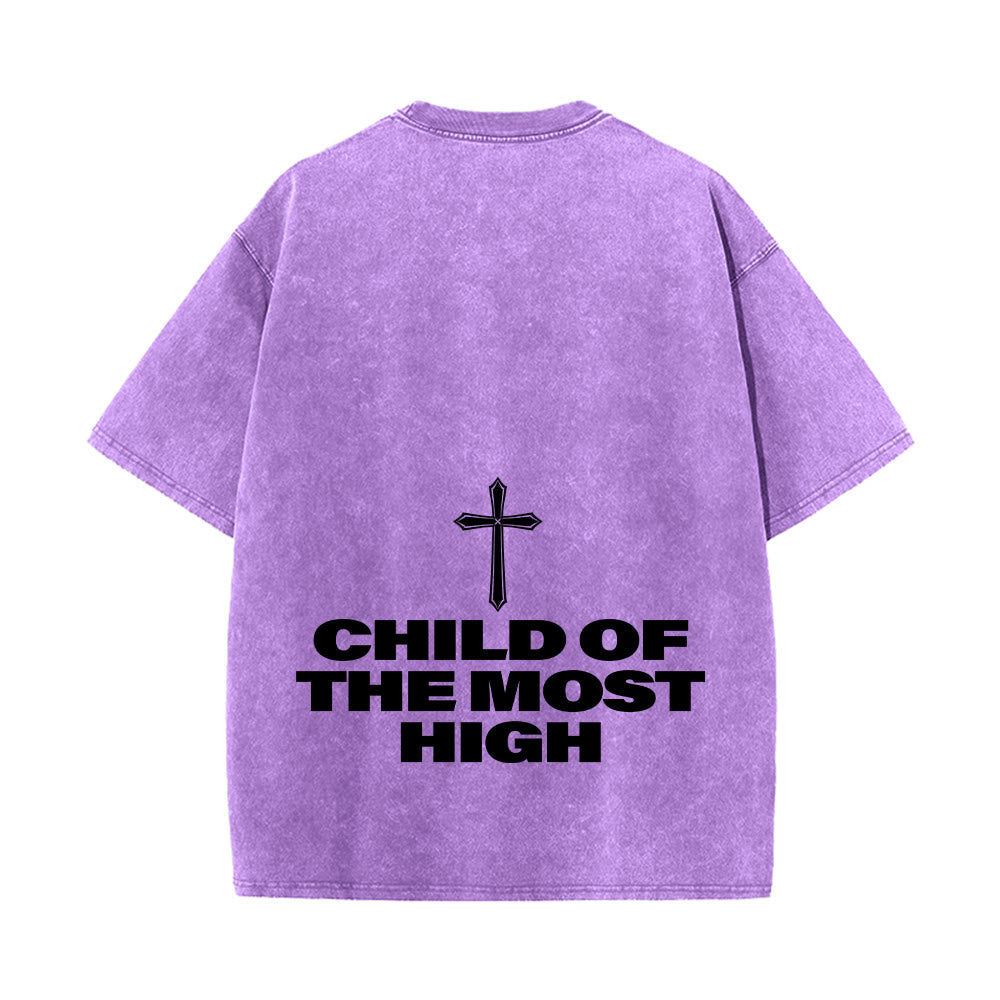 Christianartworkshop T-shirt unisexe délavé avec inscription « Enfant du Très-Haut » et croix en gras - image 29