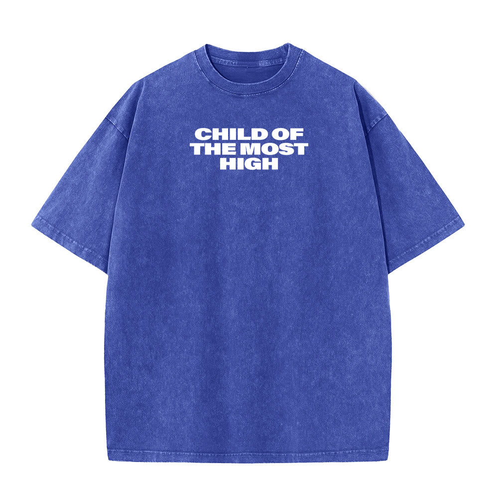 Christianartworkshop T-shirt unisexe délavé avec inscription « Enfant du Très-Haut » et croix en gras - image 4