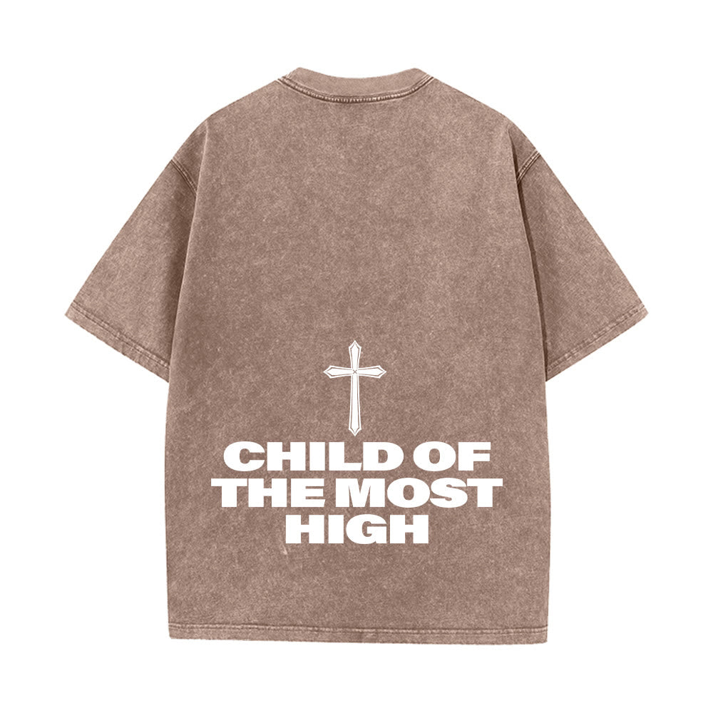 Christianartworkshop T-shirt unisexe délavé avec inscription « Enfant du Très-Haut » et croix en gras - image 21