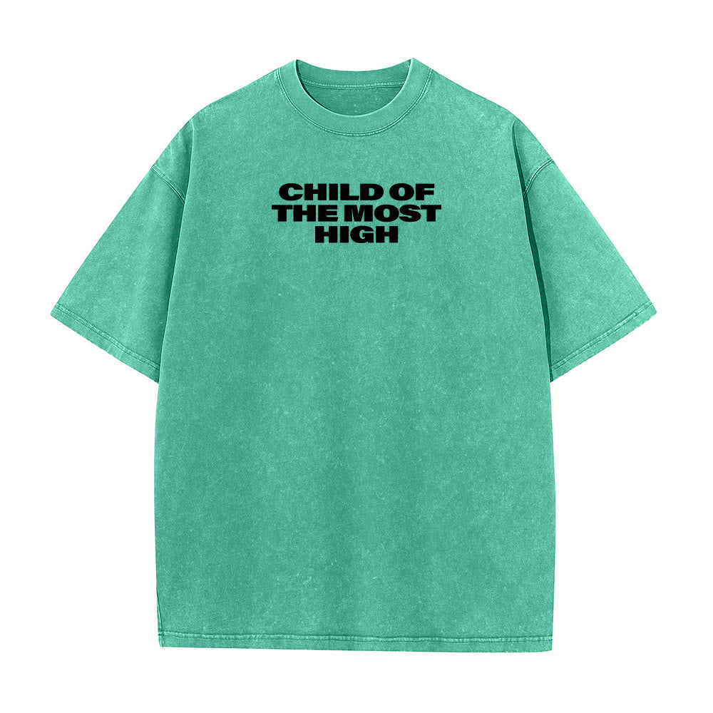Christianartworkshop T-shirt unisexe délavé avec inscription « Enfant du Très-Haut » et croix en gras - image 1