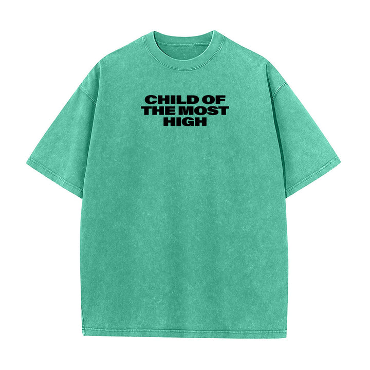 Christianartworkshop T-shirt unisexe délavé avec inscription « Enfant du Très-Haut » et croix en gras - image 1