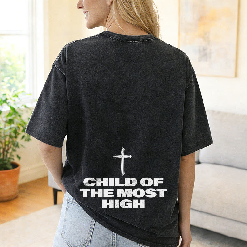Christianartworkshop T-shirt unisexe délavé avec inscription « Enfant du Très-Haut » et croix en gras - image 15
