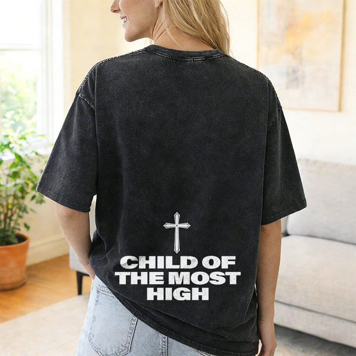 Christianartworkshop T-shirt unisexe délavé avec inscription « Enfant du Très-Haut » et croix en gras - image 15