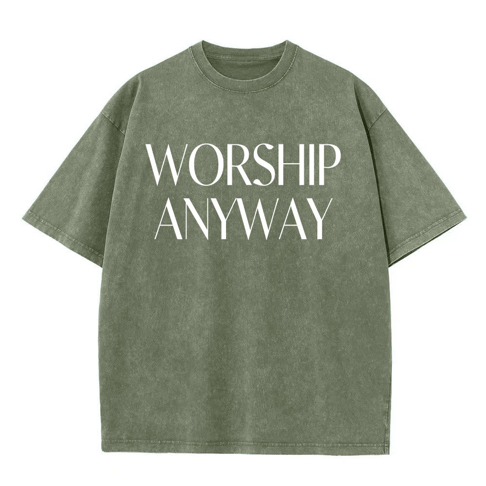 Christianartworkshop T-shirt unisexe délavé avec inscription « Adorez quand même » en gras et à empattements - Vert - 5XL - image 9