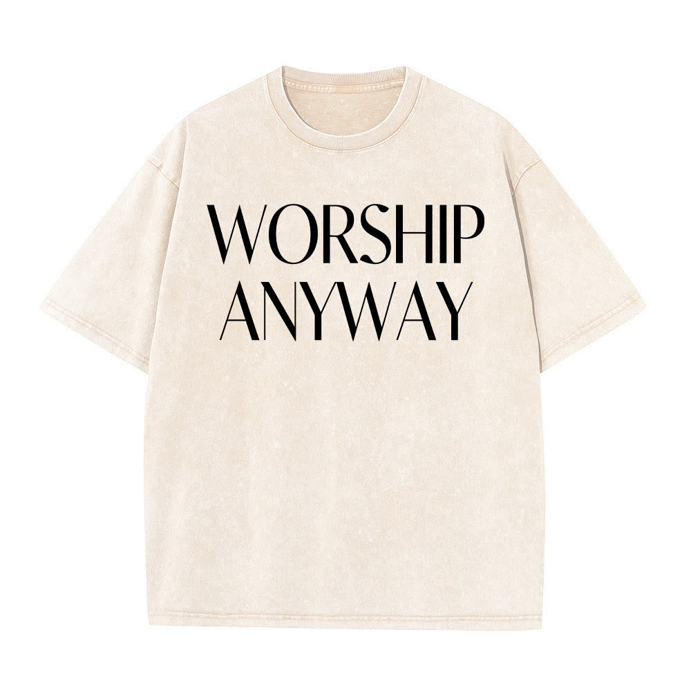 Christianartworkshop T-shirt unisexe délavé avec inscription « Adorez quand même » en gras et à empattements - Beige - 5XL - image 12