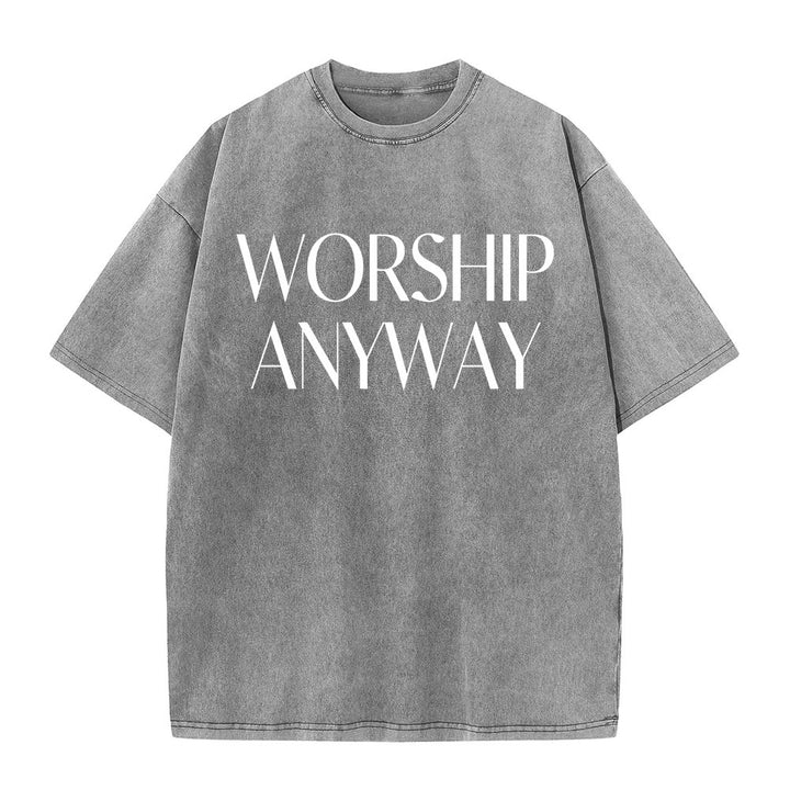 Christianartworkshop T-shirt unisexe délavé avec inscription « Adorez quand même » en gras et à empattements - Gris - 5XL - image 3