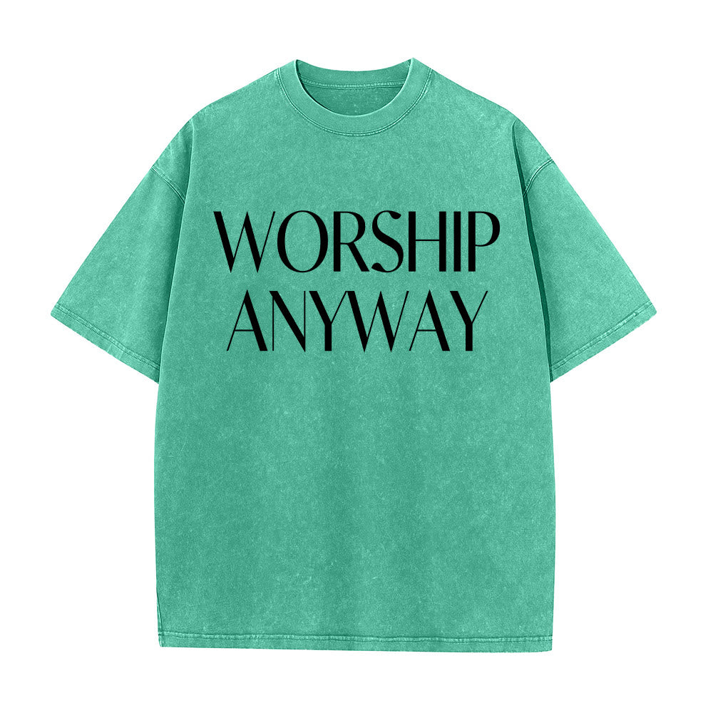 Christianartworkshop T-shirt unisexe délavé avec inscription « Adorez quand même » en gras et à empattements - image 10