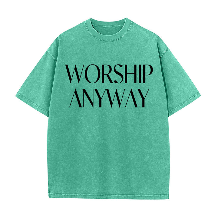 Christianartworkshop T-shirt unisexe délavé avec inscription « Adorez quand même » en gras et à empattements - image 10