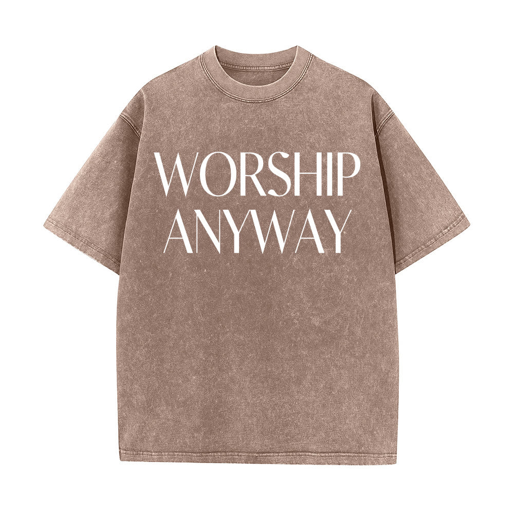 Christianartworkshop T-shirt unisexe délavé avec inscription « Adorez quand même » en gras et à empattements - Brun - 5XL - image 11