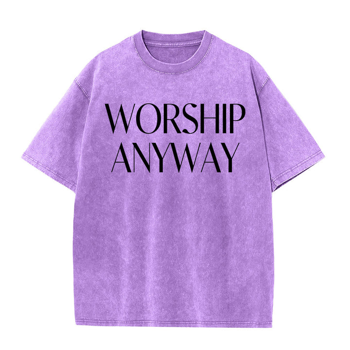 Christianartworkshop T-shirt unisexe délavé avec inscription « Adorez quand même » en gras et à empattements - Violet - 5XL - image 1