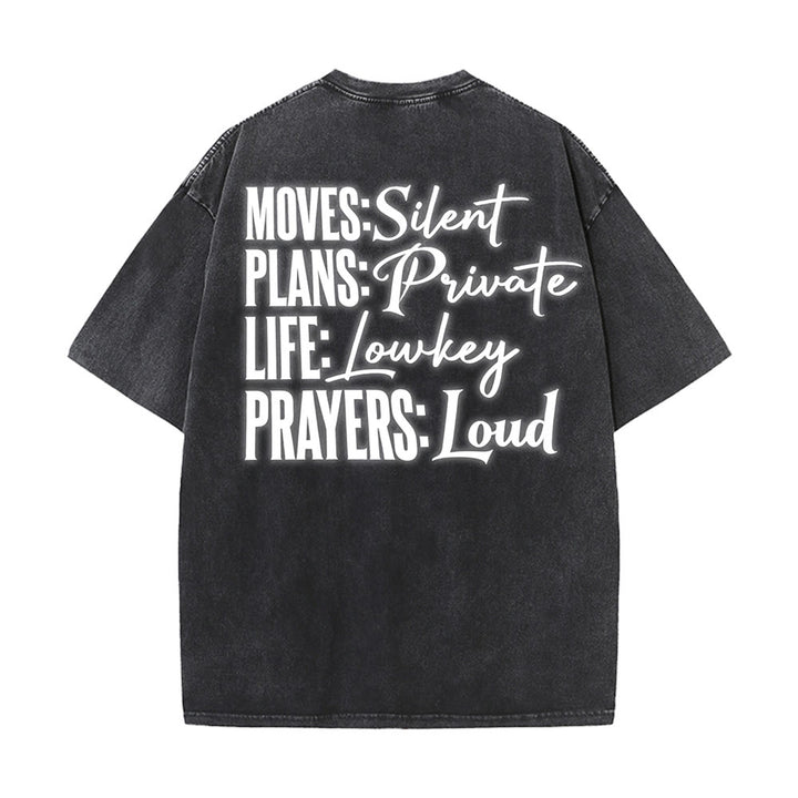 Christianartworkshop T-shirt unisexe délavé « Mouvements silencieux, prières bruyantes, croix stylisée, lettrage mixte » - image 17