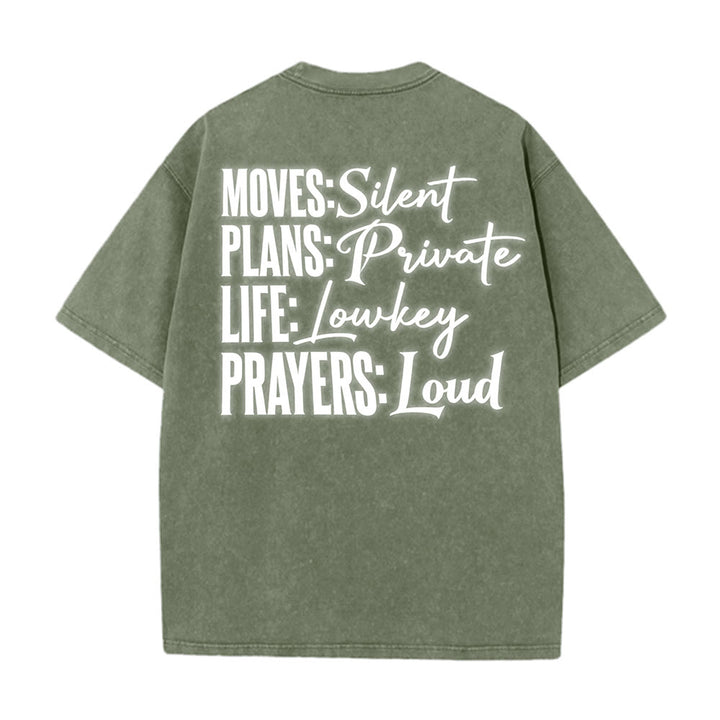 Christianartworkshop T-shirt unisexe délavé « Mouvements silencieux, prières bruyantes, croix stylisée, lettrage mixte » - image 24