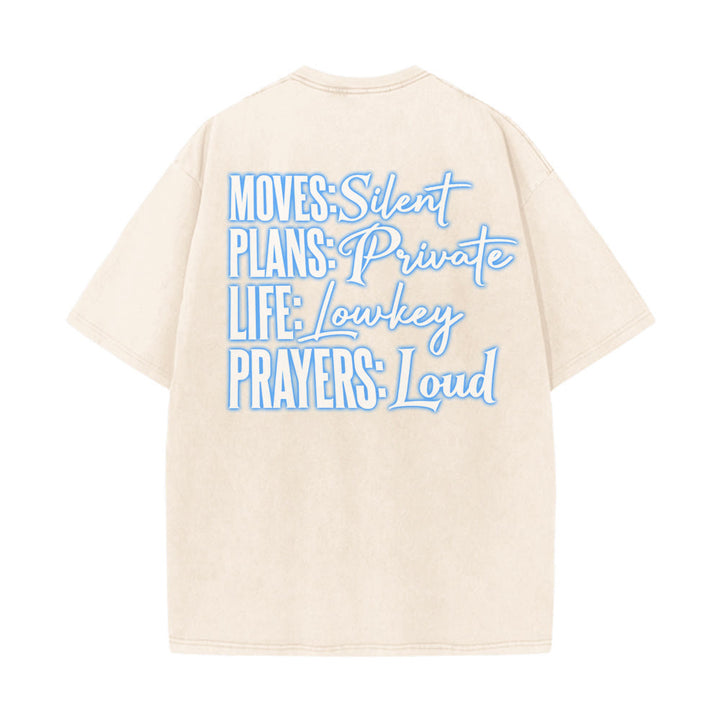 Christianartworkshop T-shirt unisexe délavé « Mouvements silencieux, prières bruyantes, croix stylisée, lettrage mixte » - image 2