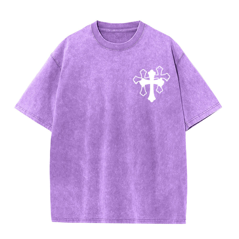 Christianartworkshop T-shirt unisexe délavé « Mouvements silencieux, prières bruyantes, croix stylisée, lettrage mixte » - image 7