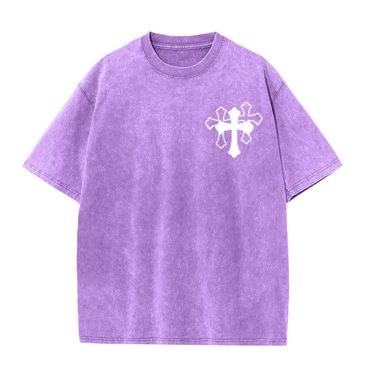 Christianartworkshop T-shirt unisexe délavé « Mouvements silencieux, prières bruyantes, croix stylisée, lettrage mixte » - image 7