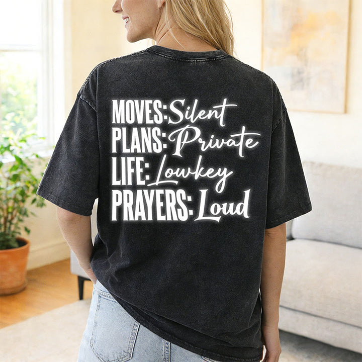 Christianartworkshop T-shirt unisexe délavé « Mouvements silencieux, prières bruyantes, croix stylisée, lettrage mixte » - image 21
