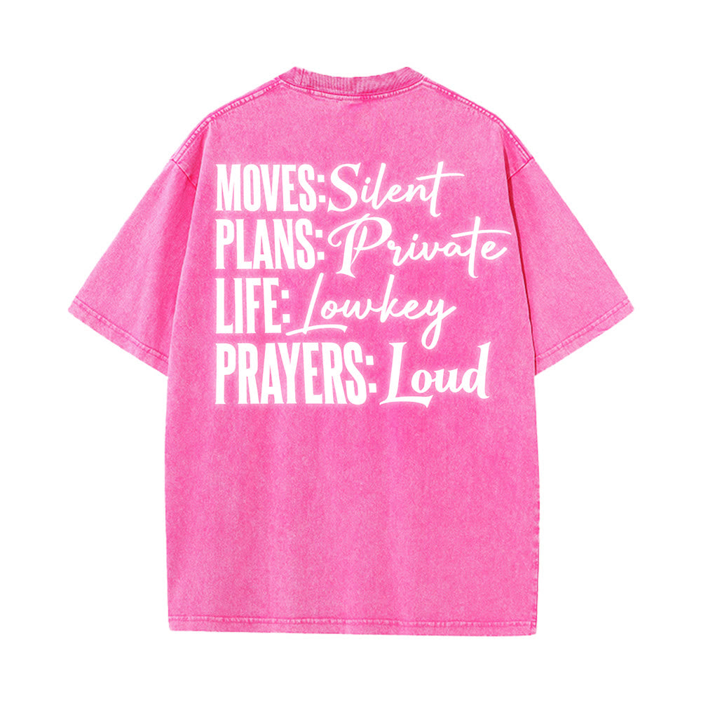 Christianartworkshop T-shirt unisexe délavé « Mouvements silencieux, prières bruyantes, croix stylisée, lettrage mixte » - image 5