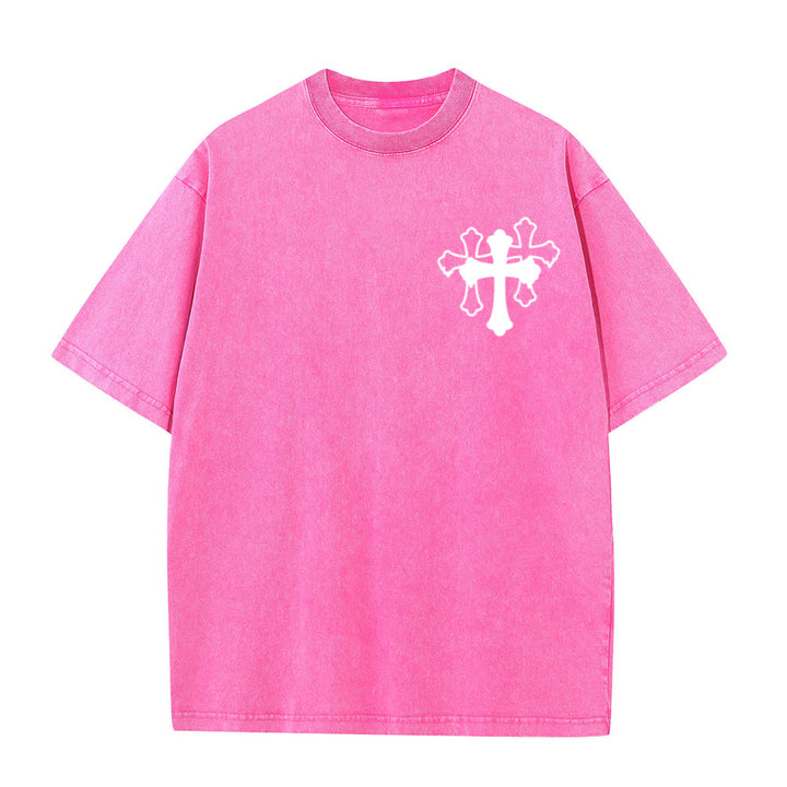 Christianartworkshop T-shirt unisexe délavé « Mouvements silencieux, prières bruyantes, croix stylisée, lettrage mixte » - image 4