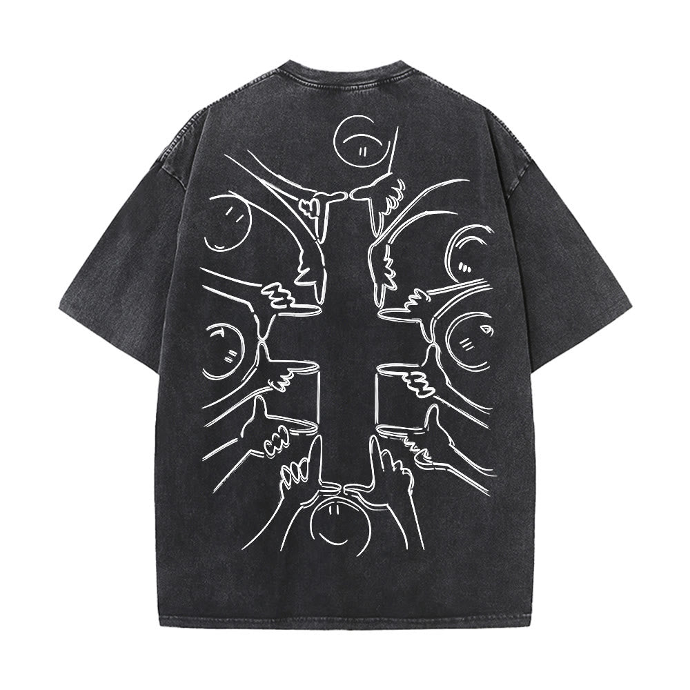 Christianartworkshop T-shirt unisexe délavé avec dessin au trait de la figure humaine Unity Cross - image 25