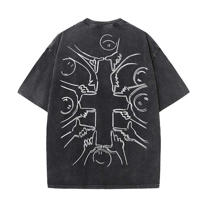 Christianartworkshop T-shirt unisexe délavé avec dessin au trait de la figure humaine Unity Cross - image 25