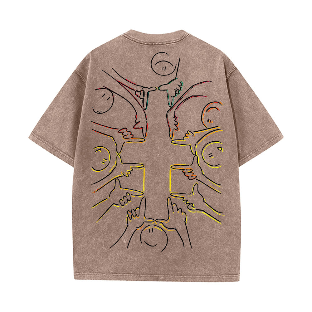 Christianartworkshop T-shirt unisexe délavé avec dessin au trait de la figure humaine Unity Cross - image 8