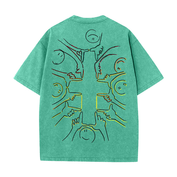 Christianartworkshop T-shirt unisexe délavé avec dessin au trait de la figure humaine Unity Cross - image 5