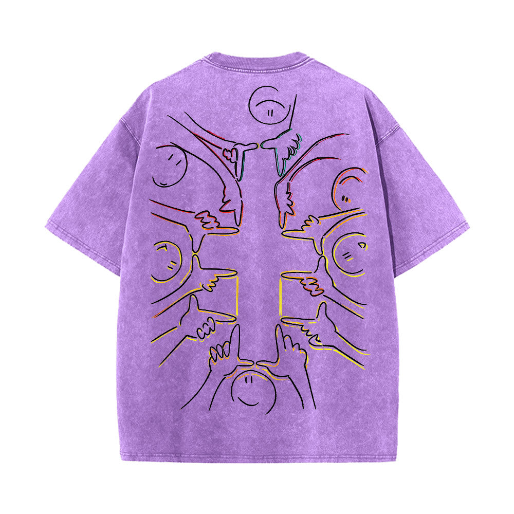 Christianartworkshop T-shirt unisexe délavé avec dessin au trait de la figure humaine Unity Cross - image 17