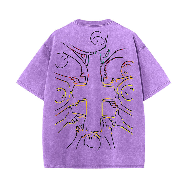 Christianartworkshop T-shirt unisexe délavé avec dessin au trait de la figure humaine Unity Cross - image 17