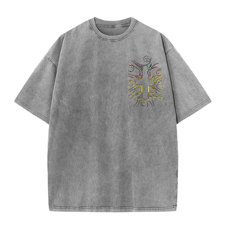 Christianartworkshop T-shirt unisexe délavé avec dessin au trait de la figure humaine Unity Cross - image 22