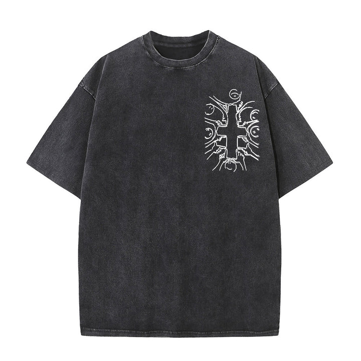 Christianartworkshop T-shirt unisexe délavé avec dessin au trait de la figure humaine Unity Cross - image 26