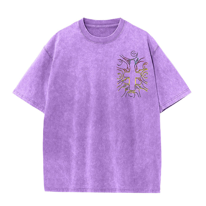 Christianartworkshop T-shirt unisexe délavé avec dessin au trait de la figure humaine Unity Cross - image 16