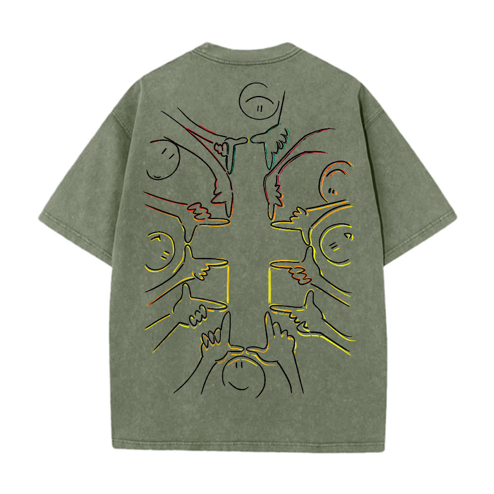 Christianartworkshop T-shirt unisexe délavé avec dessin au trait de la figure humaine Unity Cross - image 2