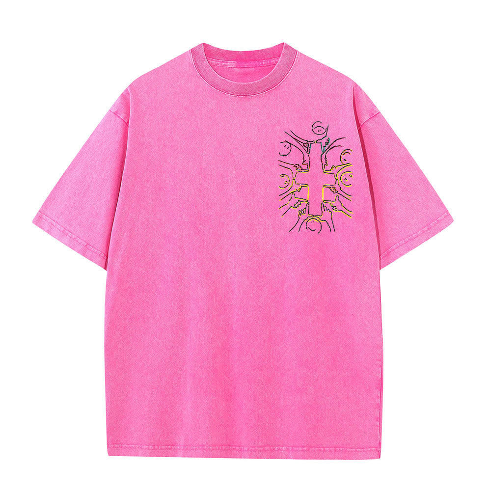 Christianartworkshop T-shirt unisexe délavé avec dessin au trait de la figure humaine Unity Cross - image 13