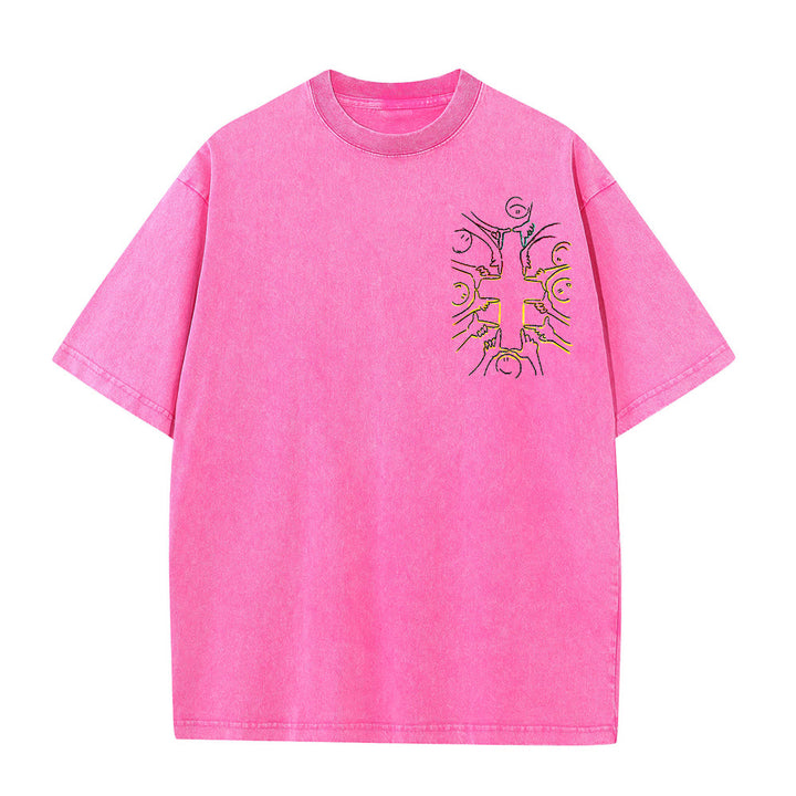 Christianartworkshop T-shirt unisexe délavé avec dessin au trait de la figure humaine Unity Cross - image 13
