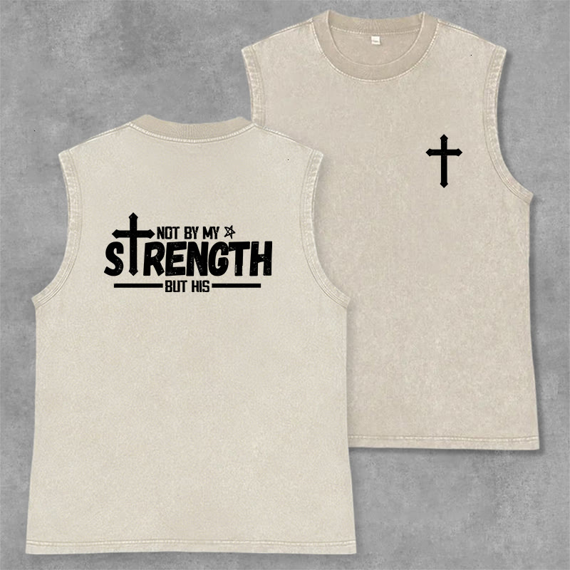 Christianartworkshop Débardeur unisexe délavé « Ce n’est pas par ma force, mais par sa foi » - Beige - 2XL - image 7