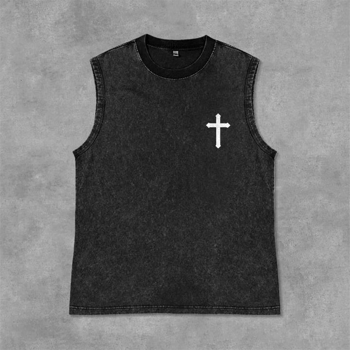 Christianartworkshop Débardeur unisexe délavé « Ce n’est pas par ma force, mais par sa foi » - image 27