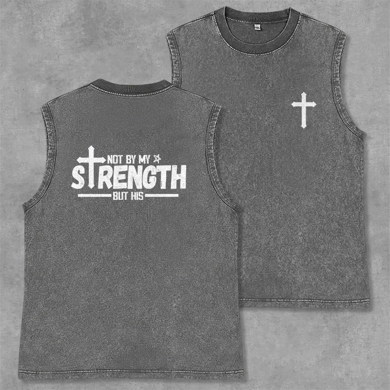 Christianartworkshop Débardeur unisexe délavé « Ce n’est pas par ma force, mais par sa foi » - Gris - 2XL - image 14